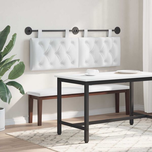 vidaXL Z&aacute;věsn&aacute; čeln&iacute; deska N&aacute;stěnn&yacute; B&iacute;l&yacute; 150 x 55 x 7 cm textil