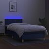 vidaXL Box spring postel s matrac&iacute; a LED modr&aacute; 90x190 cm textil