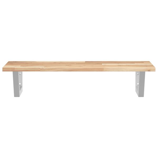 vidaXL Deska pod umyvadlo nástěnná ocel a masivní akáciové dřevo