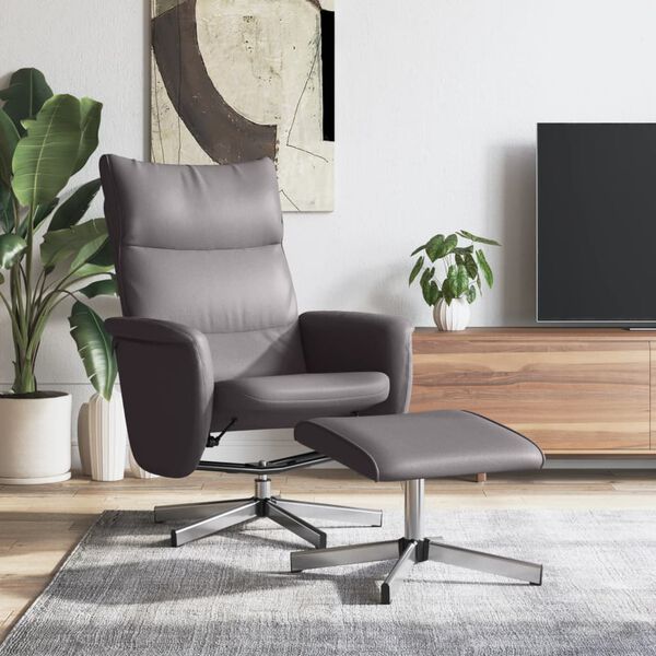 vidaXL Polohovac&iacute; křeslo s podnožkou &scaron;ed&eacute; uměl&aacute; kůže