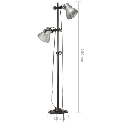 vidaXL Podlahová lampa se 2 svítidly stříbrná E27 litina