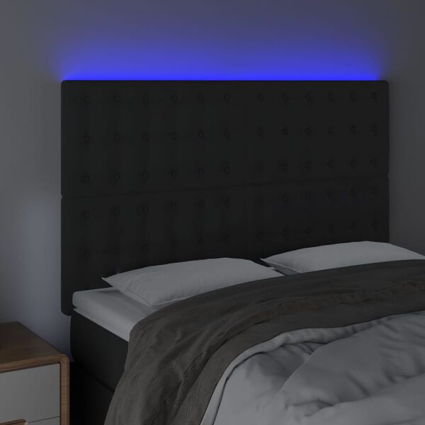 vidaXL Čelo postele s LED čern&eacute; 144x5x118/128 cm samet