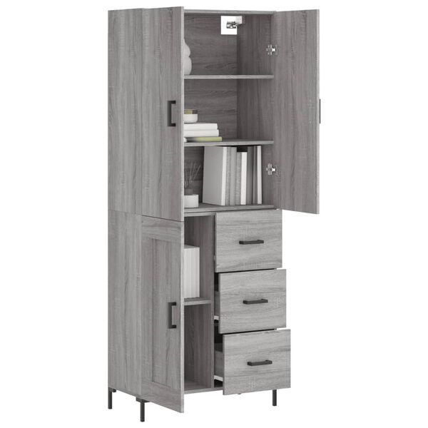 vidaXL Skř&iacute;ň highboard &scaron;ed&aacute; sonoma 69,5 x 34 x 180 cm kompozitn&iacute; dřevo