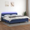 vidaXL Box spring postel s matrac&iacute; a LED modr&aacute; 200x200 cm textil