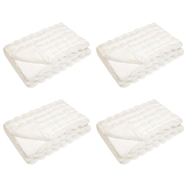 vidaXL Faux de&scaron;tn&iacute;ky kr&aacute;lič&iacute; kože&scaron;iny Olite 4 pcs B&iacute;l&aacute; 130 x 150 cm