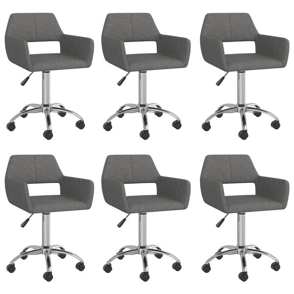 vidaXL Otočn&eacute; j&iacute;deln&iacute; židle 6 ks tmavě &scaron;ed&eacute; textil