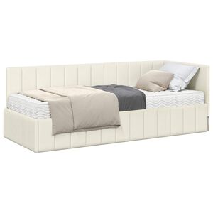 vidaXL Rohov&yacute; r&aacute;m postele s matrac&iacute; 2 ks Kr&eacute;mov&aacute; 80 x 200 cm samet