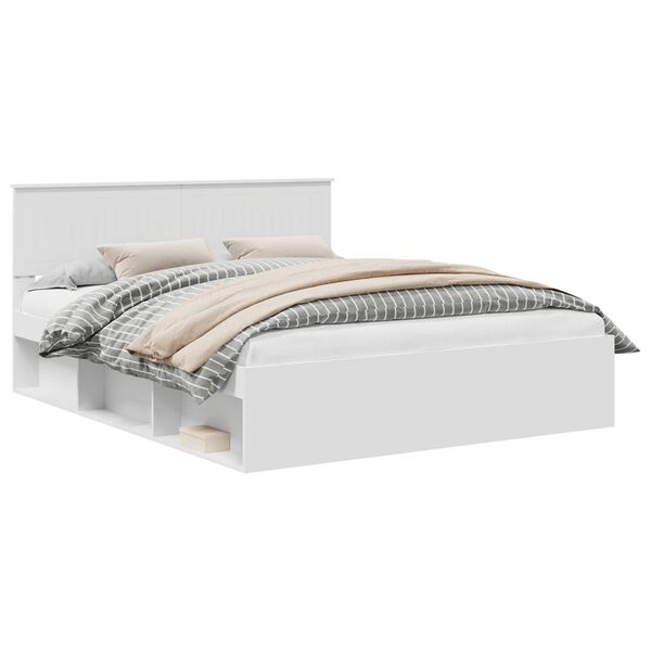 vidaXL R&aacute;m postele s čelo B&iacute;l&aacute; 160 x 200 cm Masivn&iacute; borov&eacute; dřevo