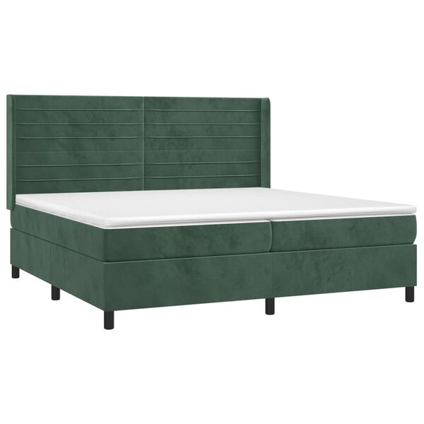 vidaXL Box spring postel s matrac&iacute; tmavě zelen&aacute; 200x200 cm samet