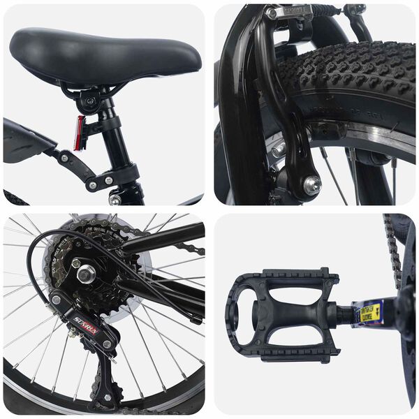 vidaXL Dětsk&eacute; Kolo 20 palců 6-Speed pro děti ve věku 6-11 let Čern&aacute;