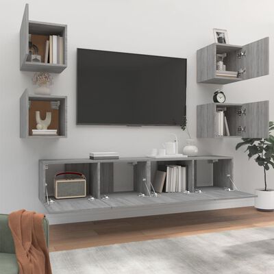 vidaXL 6dílný set TV skříněk šedý sonoma kompozitní dřevo