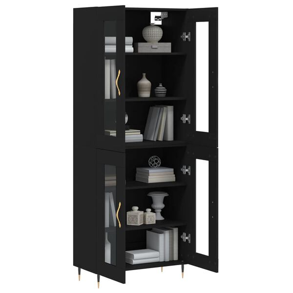 vidaXL Skř&iacute;ň highboard čern&aacute; 69,5 x 34 x 180 cm kompozitn&iacute; dřevo