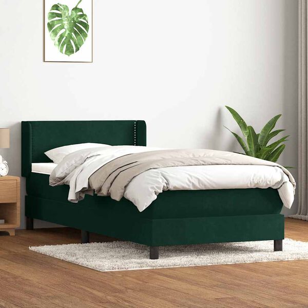 vidaXL Box spring postel s matrac&iacute; tmavě zelen&aacute; 200x210 cm samet