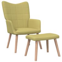 vidaXL Relaxační křeslo se stoličkou zelené textil