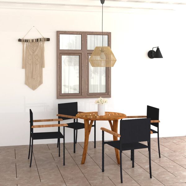 vidaXL 5d&iacute;ln&yacute; zahradn&iacute; j&iacute;deln&iacute; set čern&yacute;