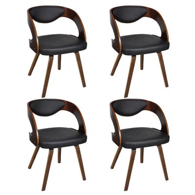 vidaXL Jídelní židle 4 ks hnědé ohýbané dřevo a umělá kůže