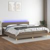 vidaXL Box spring postel s matrac&iacute; a LED taupe 200x200 cm textil