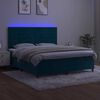 vidaXL Box spring postel s matrac&iacute; a LED tmavě modr&aacute; 160x200 cm samet
