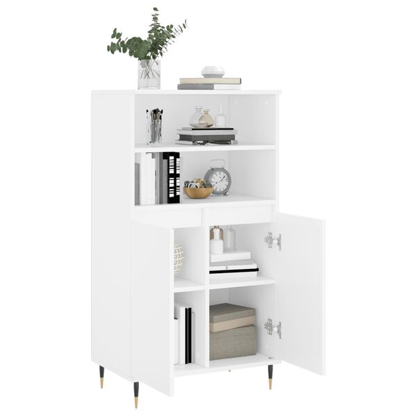 vidaXL Skř&iacute;ň highboard b&iacute;l&aacute; 60 x 36 x 110 cm kompozitn&iacute; dřevo