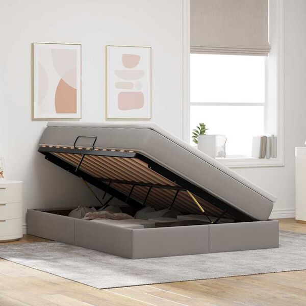 vidaXL Postel s &uacute;ložn&yacute;m prostorem a matrac&iacute; Taupe 140 x 200 cm