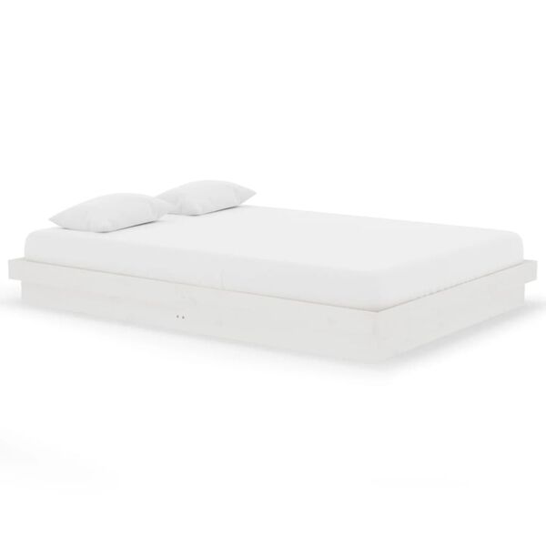 vidaXL R&aacute;m postele b&iacute;l&yacute; masivn&iacute; dřevo 140 x 200 cm