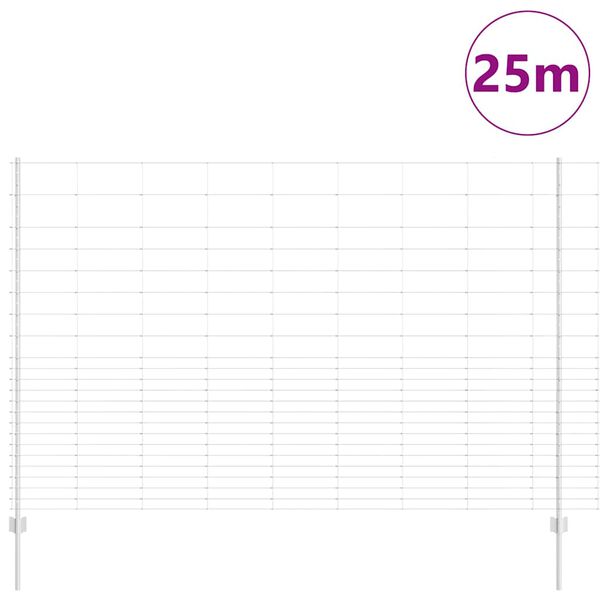 vidaXL Plot s sloupkem Stř&iacute;brn&aacute; 1,6 x 25 m Ocel