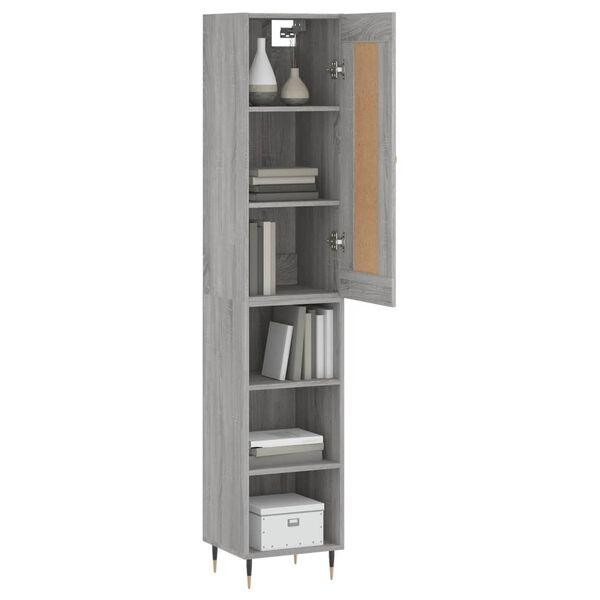 vidaXL Skř&iacute;ň highboard &scaron;ed&aacute; sonoma 34,5 x 34 x 180 cm kompozitn&iacute; dřevo