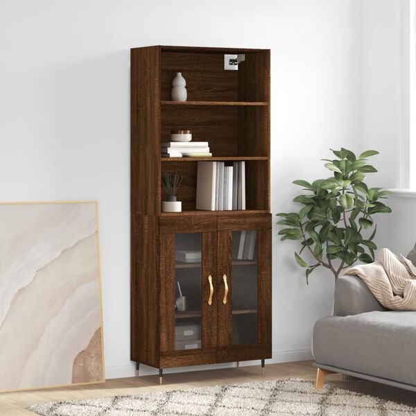 vidaXL Skř&iacute;ň highboard hněd&yacute; dub 69,5 x 34 x 180 cm kompozitn&iacute; dřevo