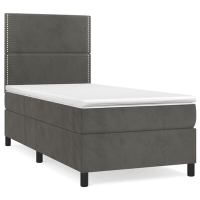 vidaXL Box spring postel s matrací tmavě šedá 80 x 200 cm samet