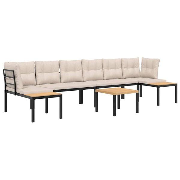 vidaXL 5d&iacute;ln&aacute; zahradn&iacute; sestava a podu&scaron;ky čern&aacute; pr&aacute;&scaron;kově lakovan&aacute; ocel