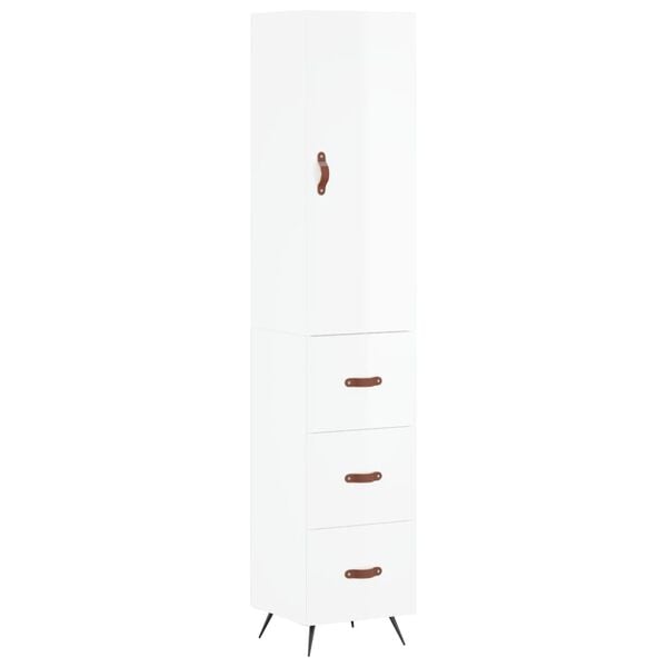 vidaXL Skříň highboard bílá s vysokým leskem 34,5x34x180 cm kompozit