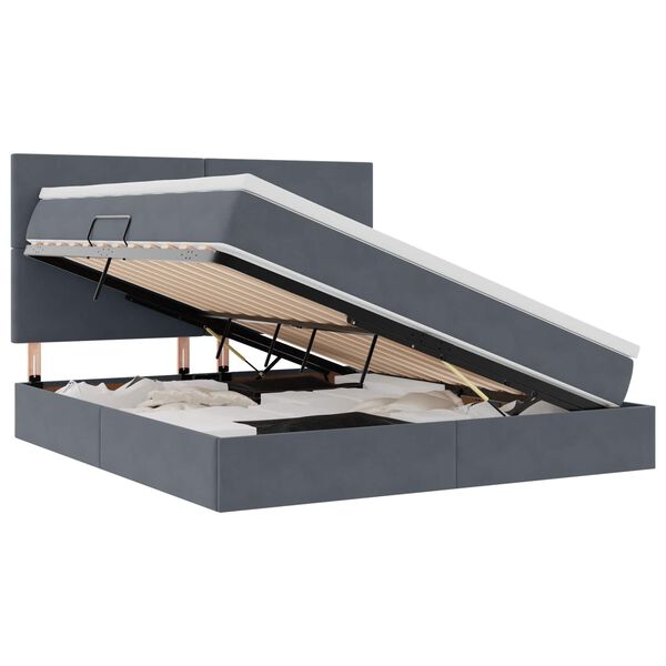 vidaXL Postel s &uacute;ložn&yacute;m prostorem a LED osvětlen&iacute;m 180 x 200 cm samet