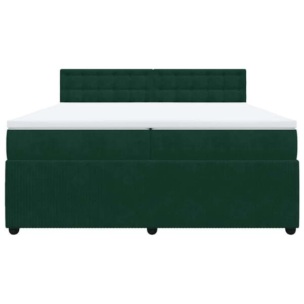 vidaXL Box spring postel s matrac&iacute; tmavě zelen&aacute; 200x200 cm samet