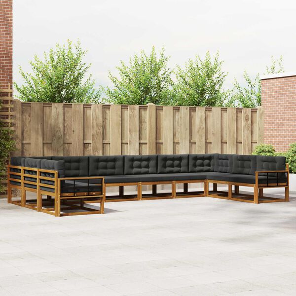 vidaXL Venkovn&iacute; pohovkov&aacute; souprava 10 pcs Přirozen&aacute; a Anthracitov&aacute;