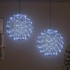 vidaXL Koule s 320 LED diodami 2 pcs Studen&aacute; b&iacute;l&aacute; 50 cm kov