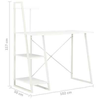 vidaXL Psací stůl s poličkami bílý 102 x 50 x 117 cm
