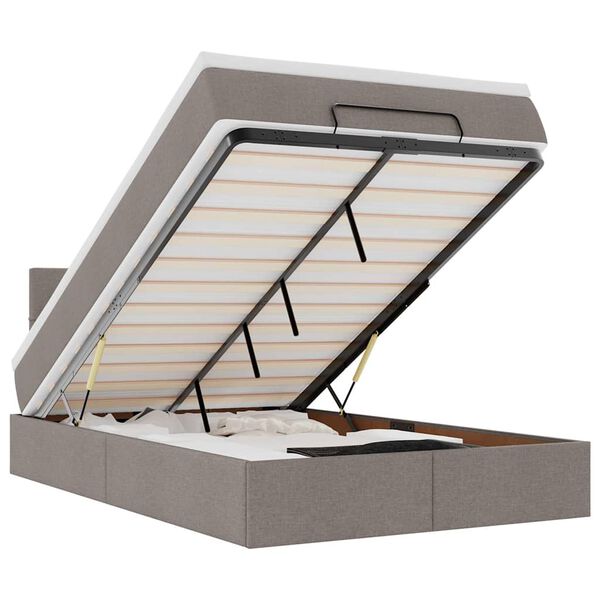 vidaXL Osmansk&aacute; postel s matrac&iacute; & LED taupe 120x190cm l&aacute;tka