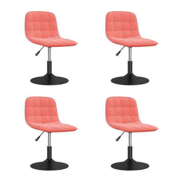 vidaXL Otočn&eacute; j&iacute;deln&iacute; židle 4 ks růžov&eacute; samet