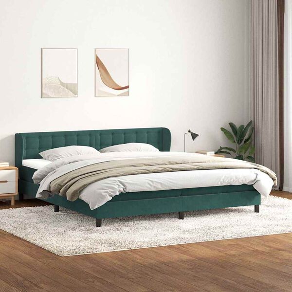 vidaXL Box spring postel s matracemi tmavě zelen&aacute; 200x210 cm samet