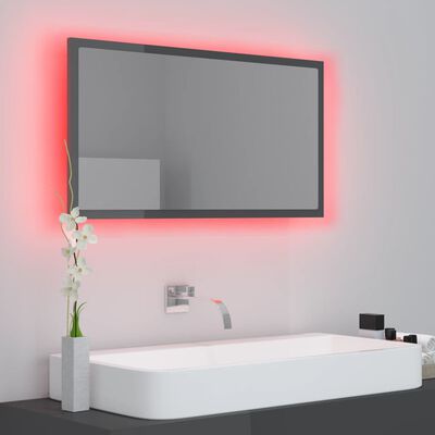 vidaXL LED koupelnové zrcadlo šedé vysoký lesk 80x8,5x37 cm akrylové