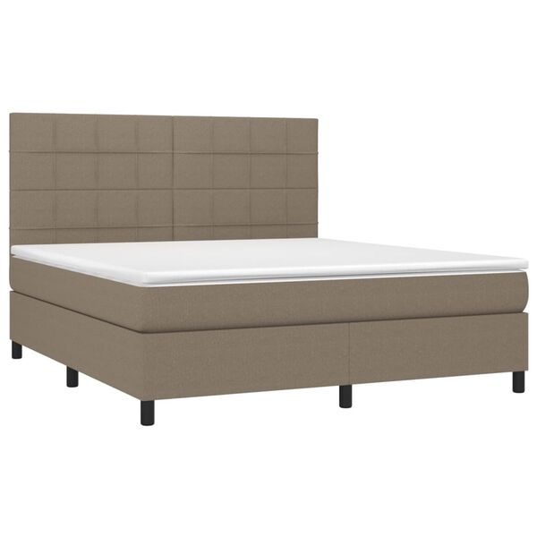 vidaXL Box spring postel s matrac&iacute; a LED taupe 180x200 cm textil