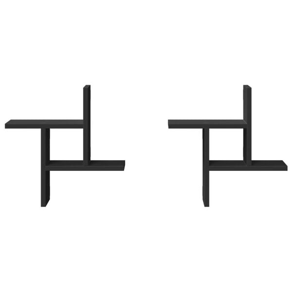 vidaXL N&aacute;stěnn&eacute; police 2 ks čern&eacute; 38 x 12 x 38 cm kompozitn&iacute; dřevo