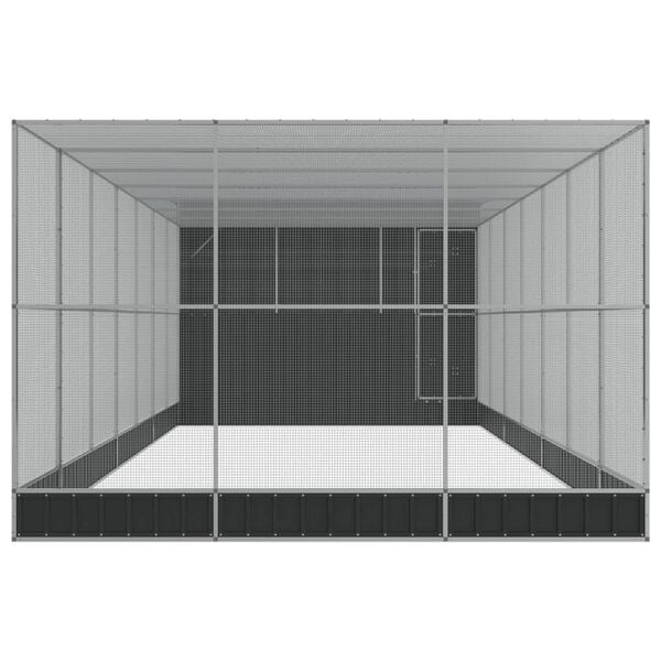 vidaXL Voli&eacute;ra s n&aacute;stavbou stř&iacute;brn&aacute; 911 x 303 x 216 cm ocel