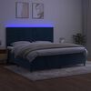 vidaXL Box spring postel s matrac&iacute; a LED tmavě modr&aacute; 200x200 cm samet