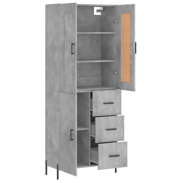 vidaXL Skř&iacute;ň highboard betonově &scaron;ed&aacute; 69,5x34x180 cm kompozitn&iacute; dřevo