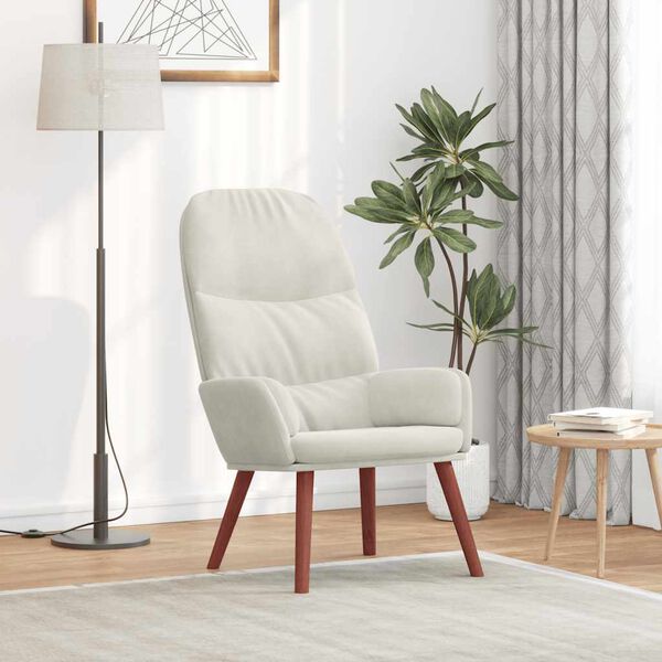 vidaXL Relaxační židle krémově bílá samet