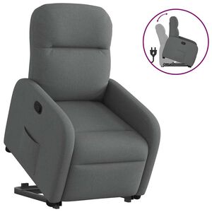 vidaXL Zvedac&iacute; polohovac&iacute; křeslo tmavě &scaron;ed&eacute; textil