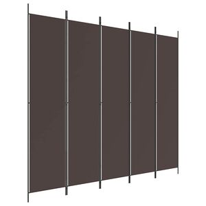 vidaXL 5d&iacute;ln&yacute; parav&aacute;n hněd&yacute; 250x220 cm textil