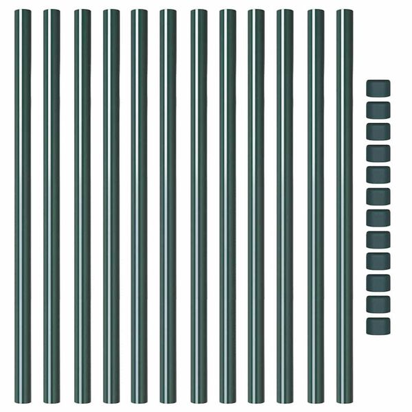 vidaXL Plotové sloupky 12 pcs Zelená 100 cm Práškově lakovaná ocel