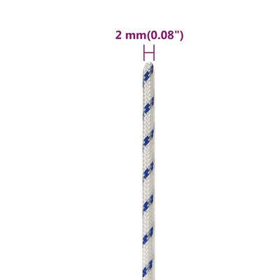 vidaXL Lodní lano bílé 2 mm 100 m polypropylen